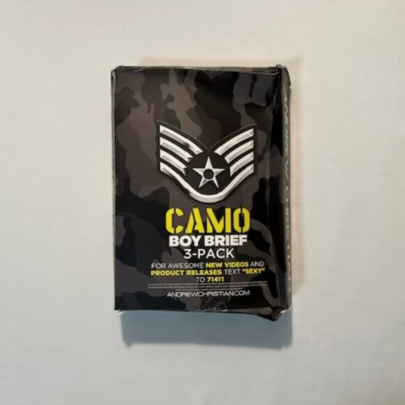 3-Pack Andrew Christian Size "S" Nylon Camo Briefs - Blue/Brown/Gray - Picture 7 of 7